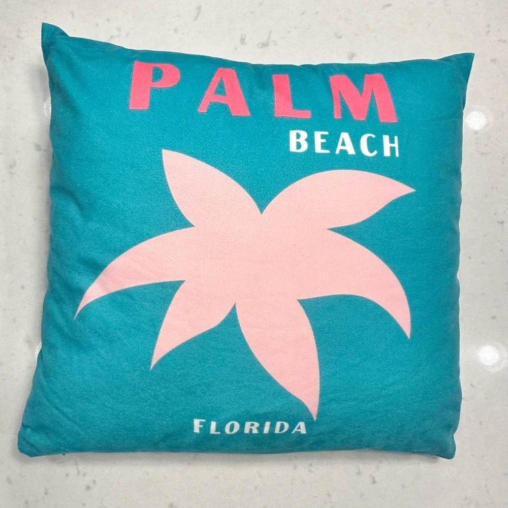 Set of 4 Decorative Miami Beach, Palm Beach, Bondi Beach & Mykonos Pillows